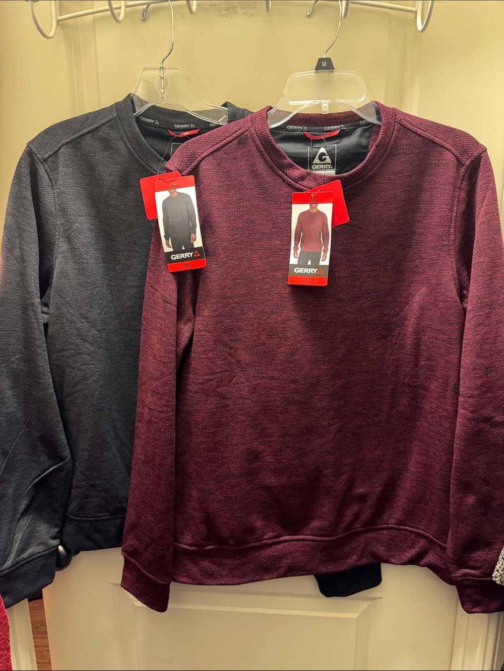 NWT Gerry Men's Crewneck Tops- Wine & Charcoal bundle
